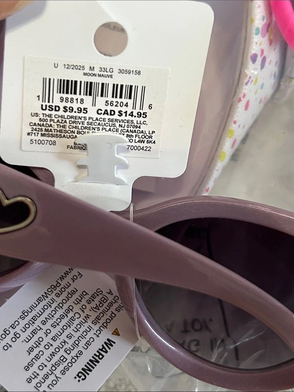 The Children's Place White Confetti Sandals with Pink Buckles & Lilac Sunglasses